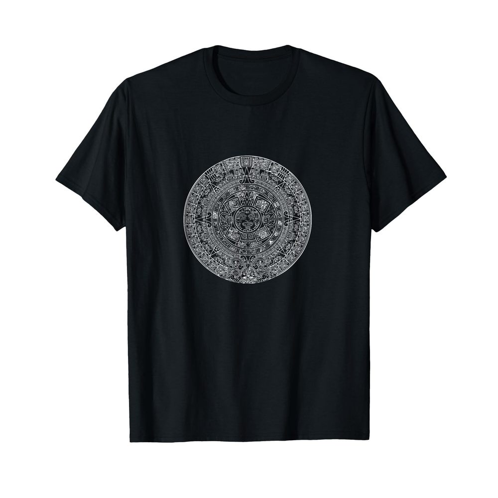 Vintage Aztec Calendar White Ancient Tribal Symbol Novelty T-Shirt